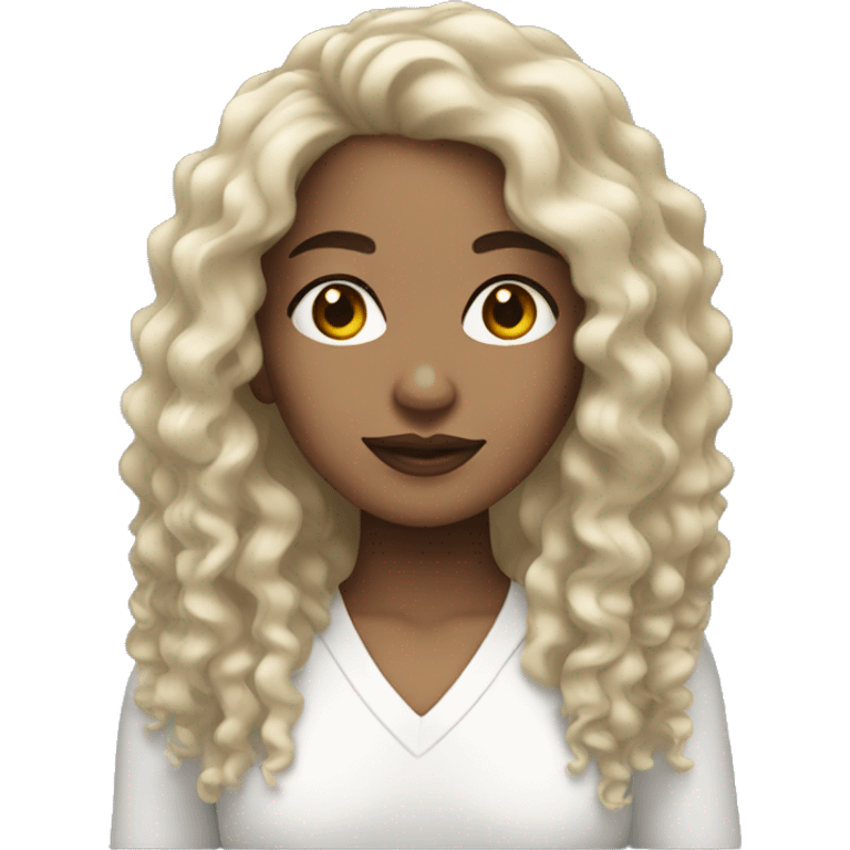 light skin woman with black long black curly hair   emoji