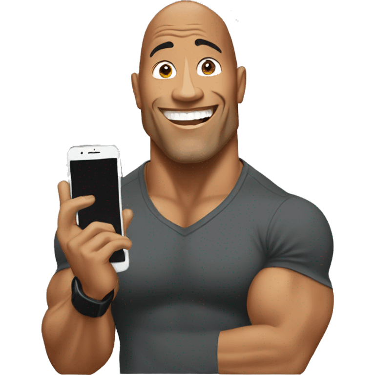 the rock with a mobile phone emoji