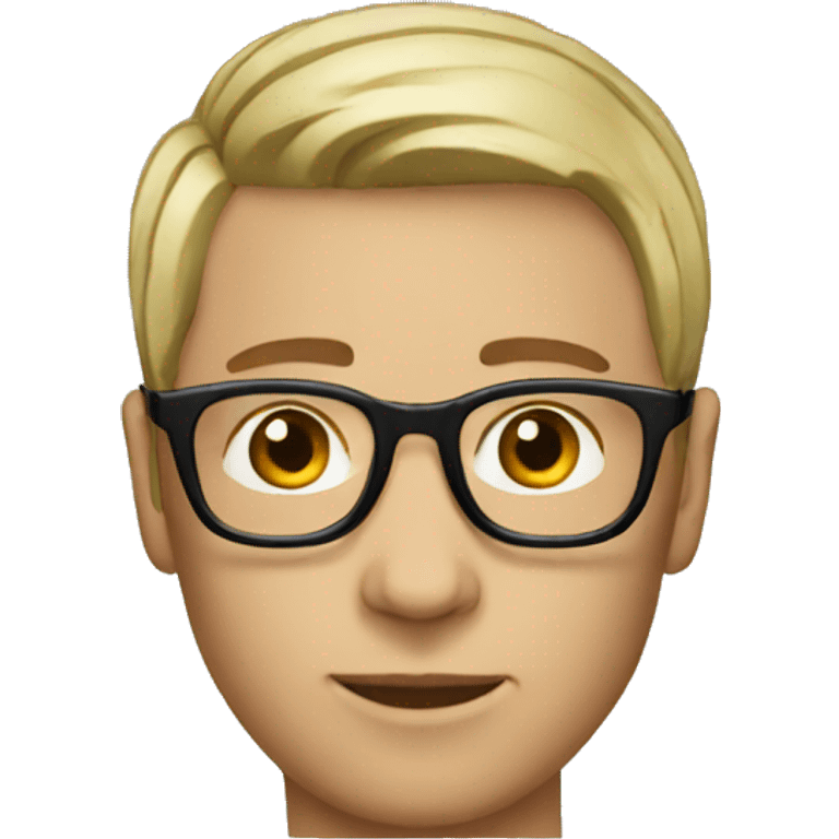 short hair shaved man glasses emoji