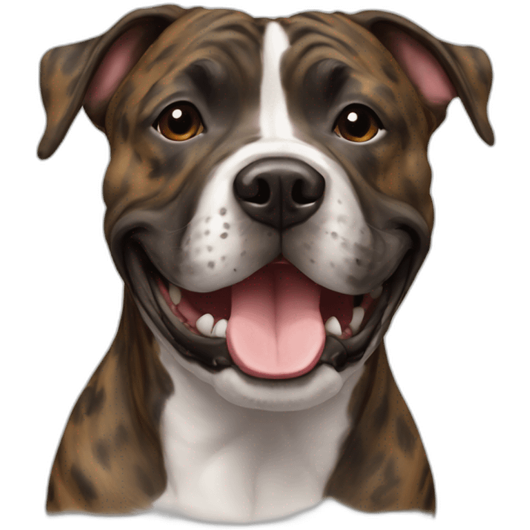 happy brindle Staffordshire mix with all brindle face and body emoji