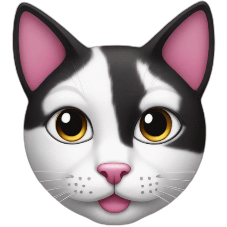 Black and white cat with Pink nose emoji