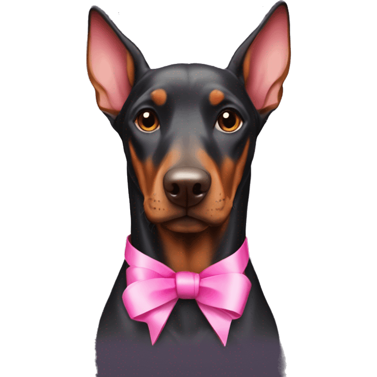 doberman with pink ribbon in the head  emoji