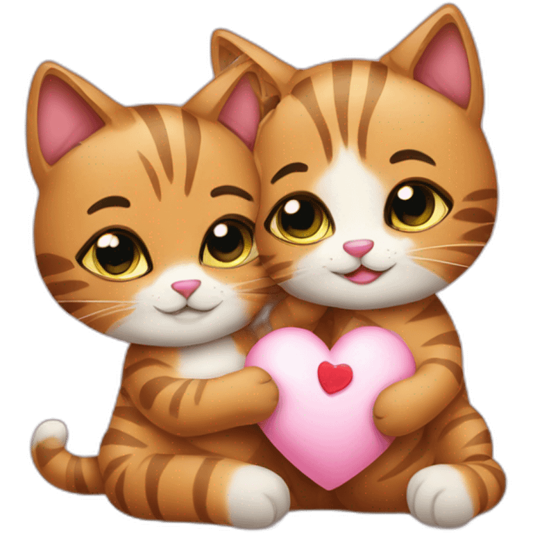 Cuddling tabby cats on Valentine’s Day  emoji