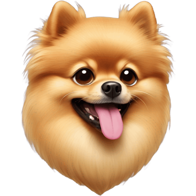 Pomeranian with tongue hanging out the side emoji