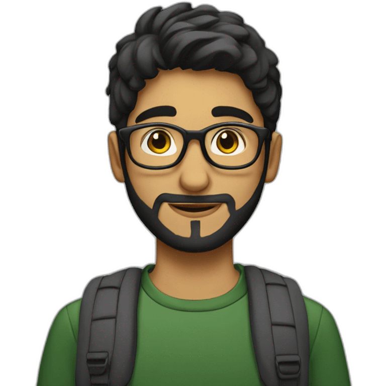 pakistani teenage man with round glasses and beard emoji