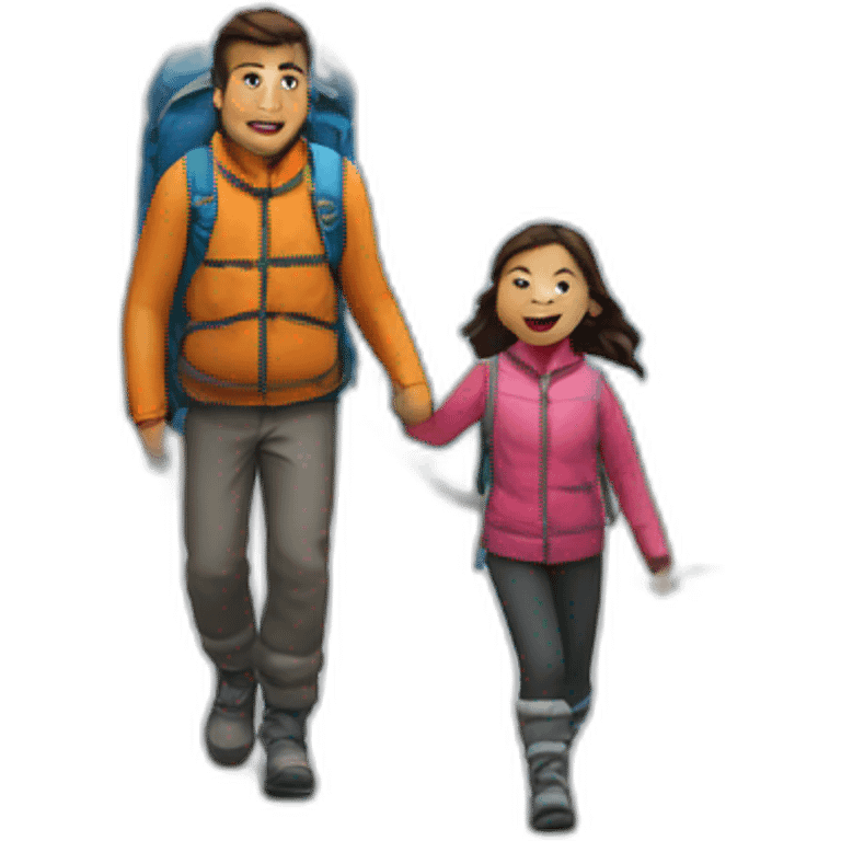 girl and father walking to everest emoji