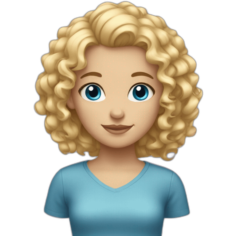 girl with curly blond hair and blue eyes emoji