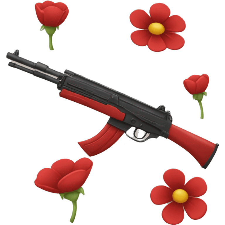 Arme rouge avec des fleurs dessinées emoji