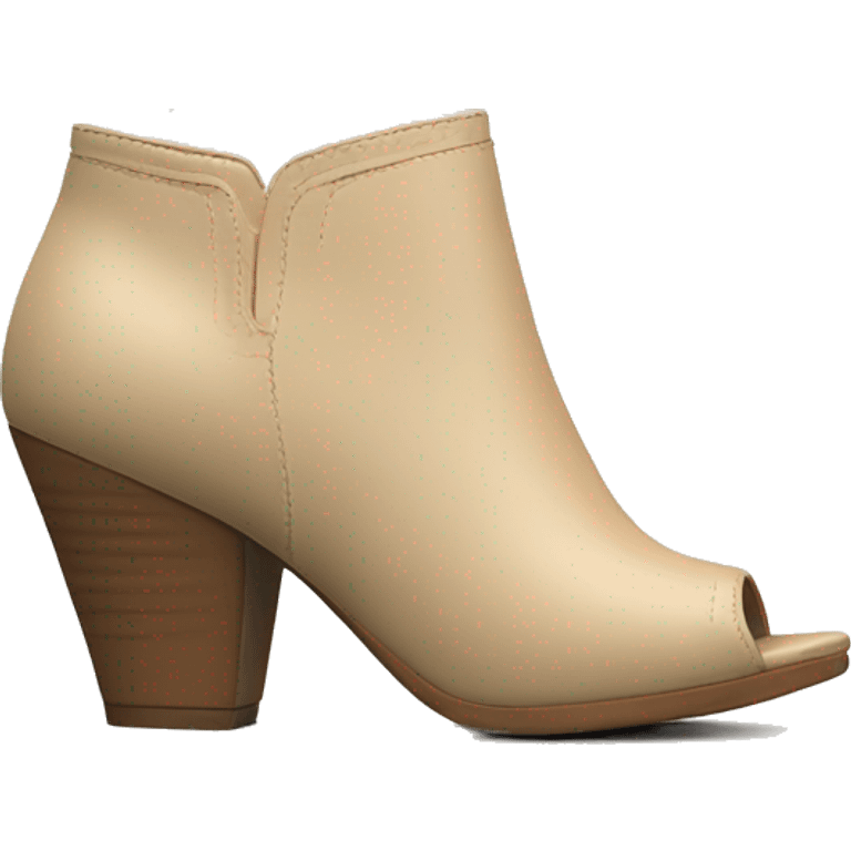 Realistic Isolated front facing beige peep toe ankle bootie boots.  emoji