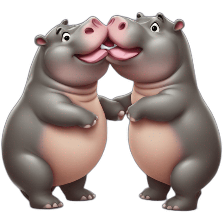 2 hippopotamus kiss emoji