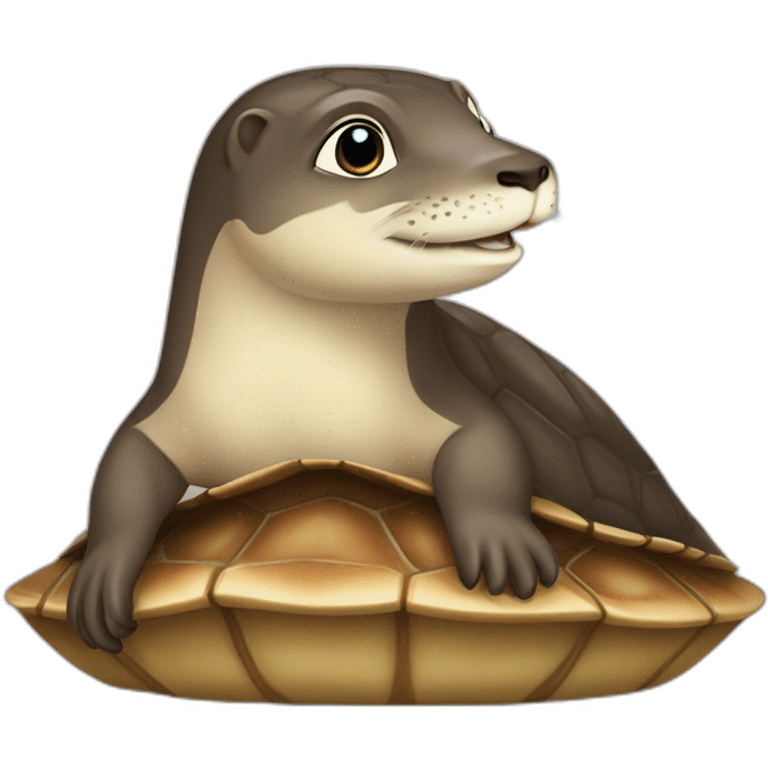 Une loutre sur une tortue emoji