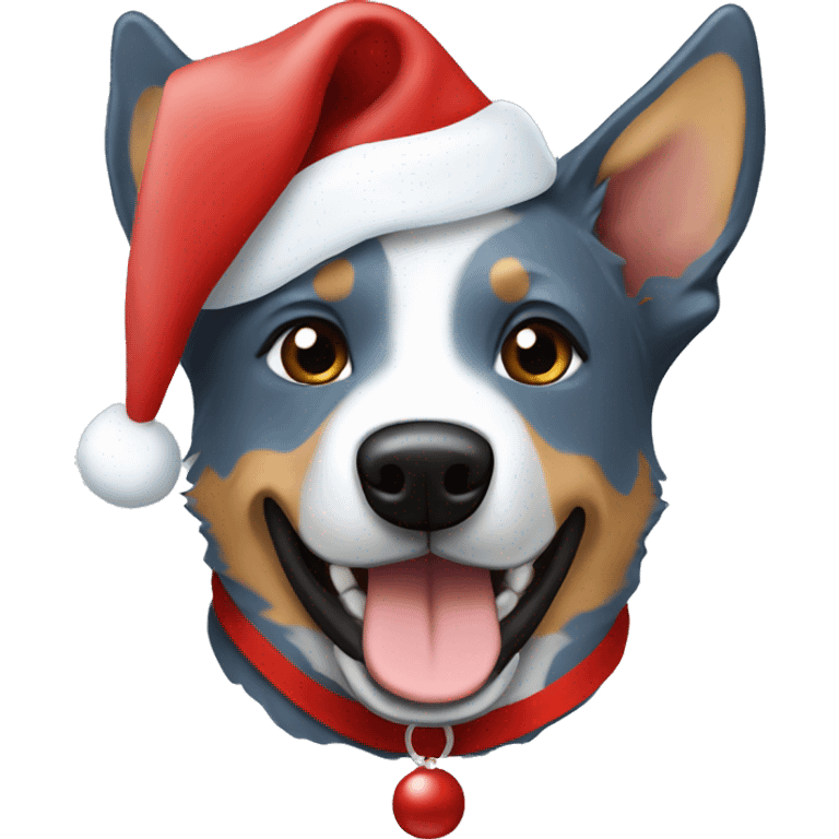 blue Australian cattle dog Santa hat  emoji