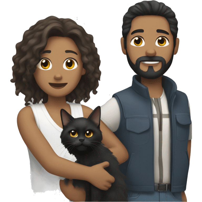 White man with black hair and beard holding a tan Maine coon cat emoji