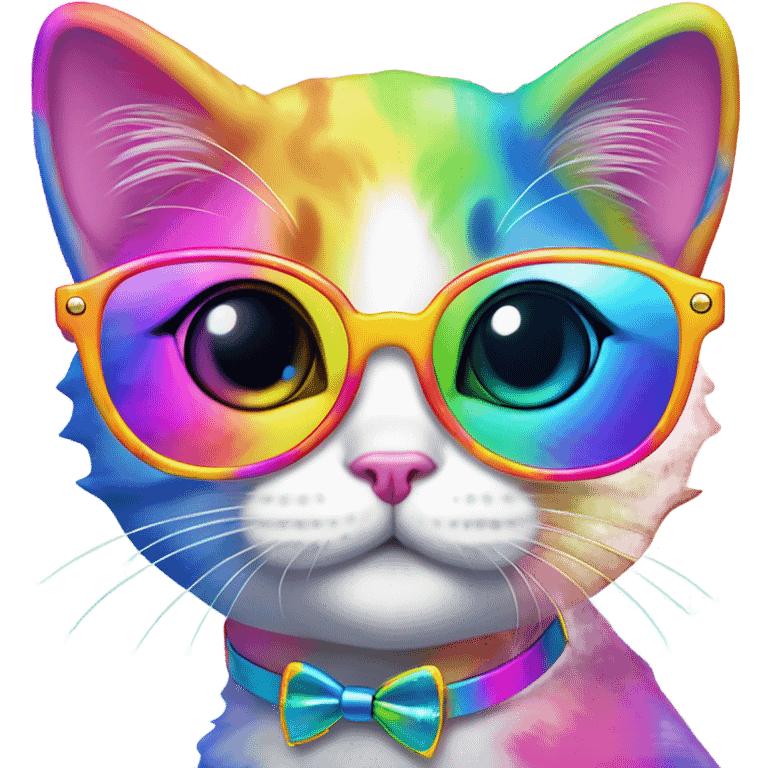 Lisa frank rainbow kitten with glasses emoji