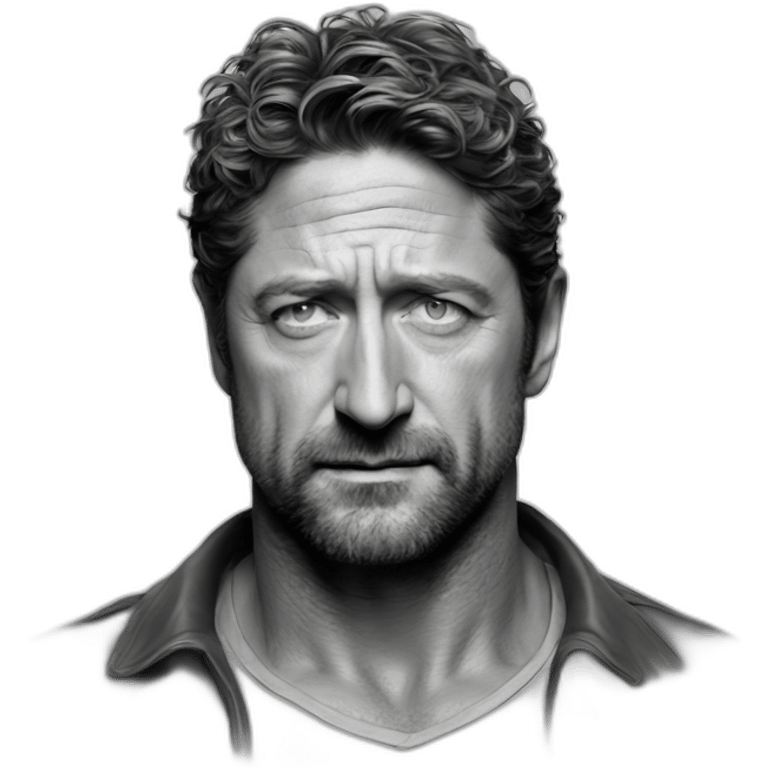 actor gerard butler serious cartoon wearing henley emoji