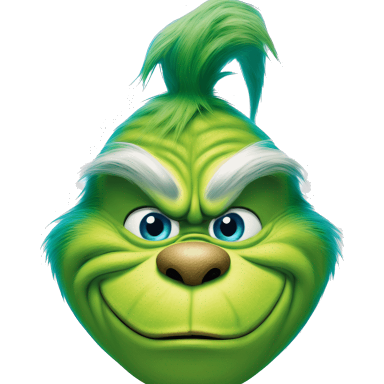 The grinch smirking mouth closed but he’s blue emoji