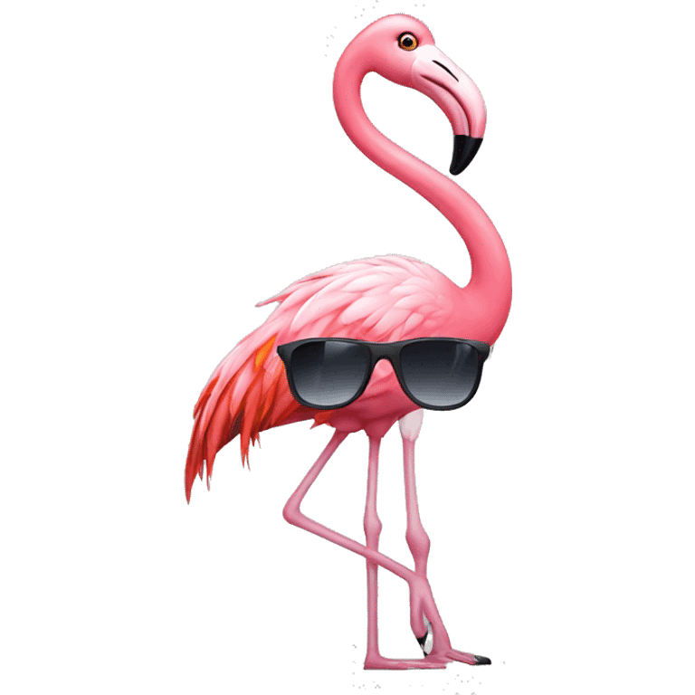 Flamingo wearing sun glasses emoji