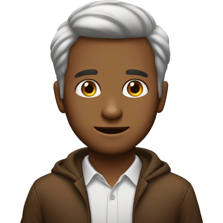 Menino com cabelo castanho e com olhos marrom emoji