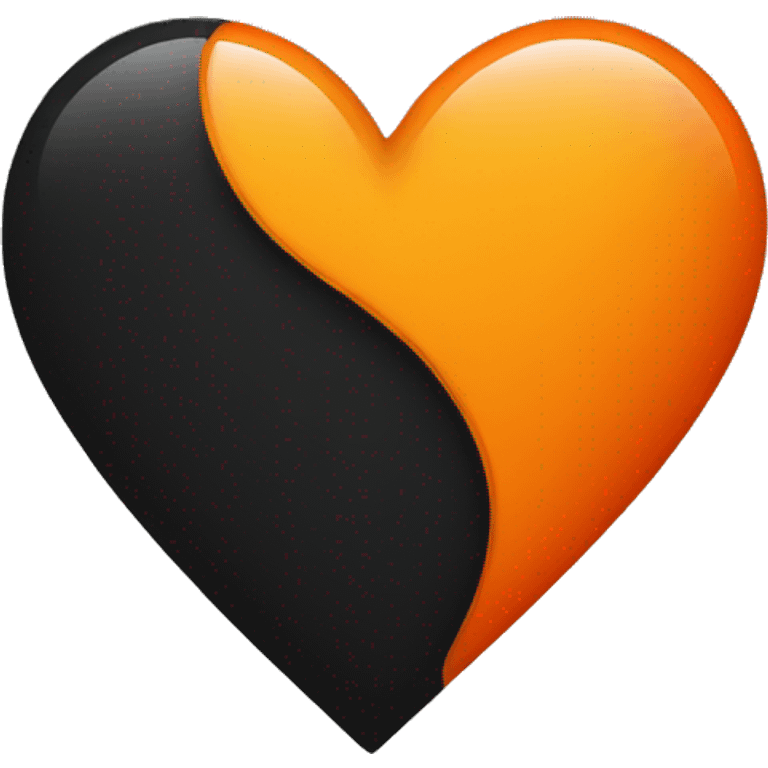 Half black and half orange heart emoji