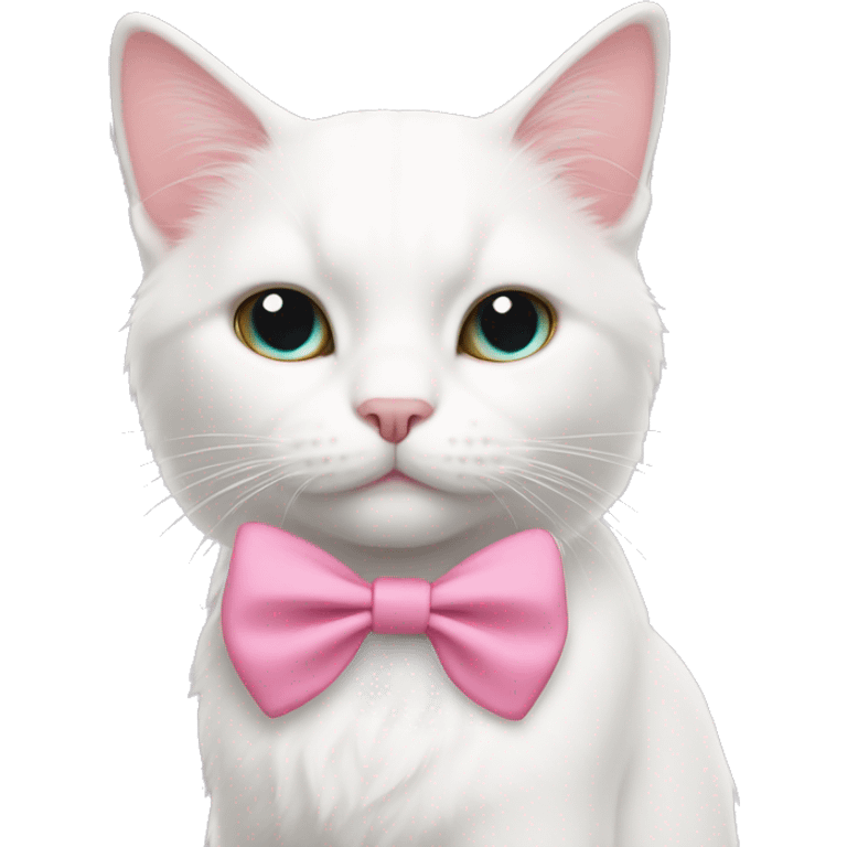 white cat wearing a pink bow on it’s right ear emoji