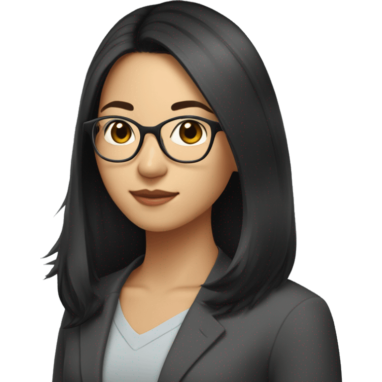 Asian software engineer in her early 20s with glasses and shoulder-length black hair emoji