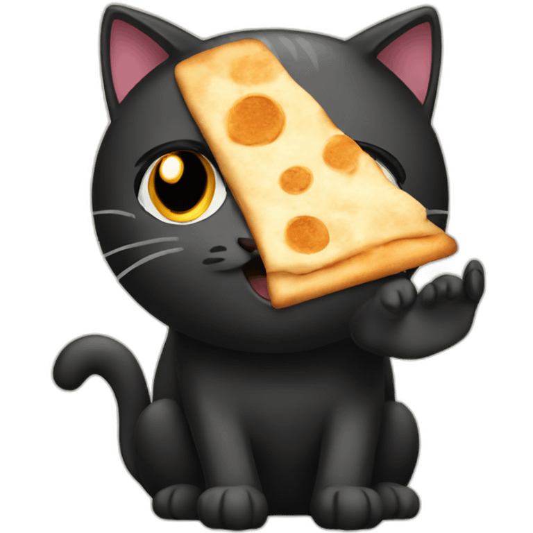 black cat eating flatbread emoji