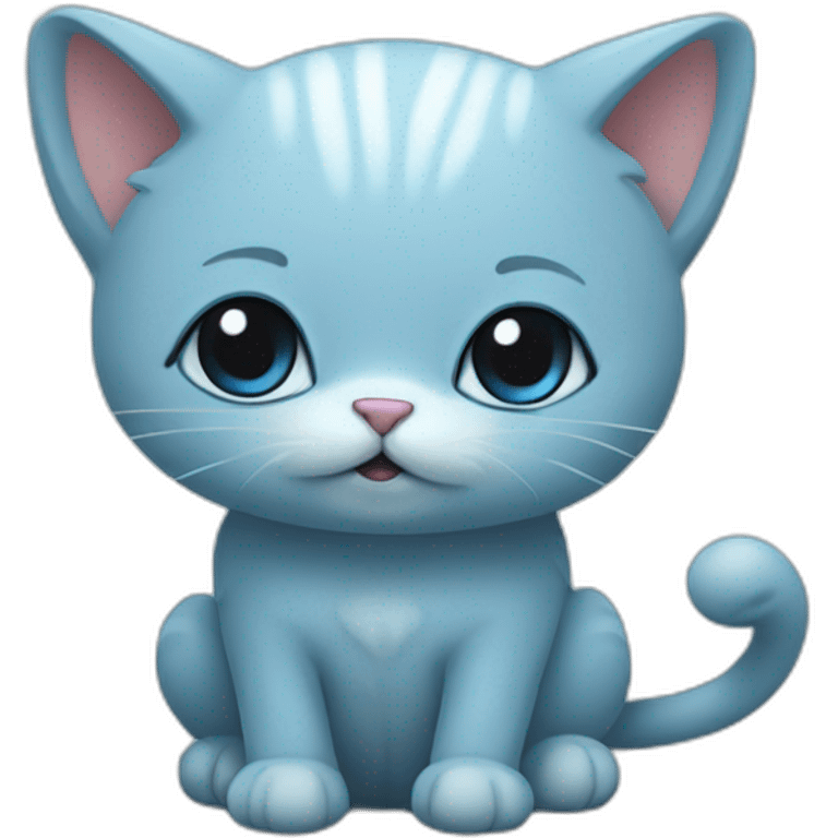 Blue little cat have mushrom emoji