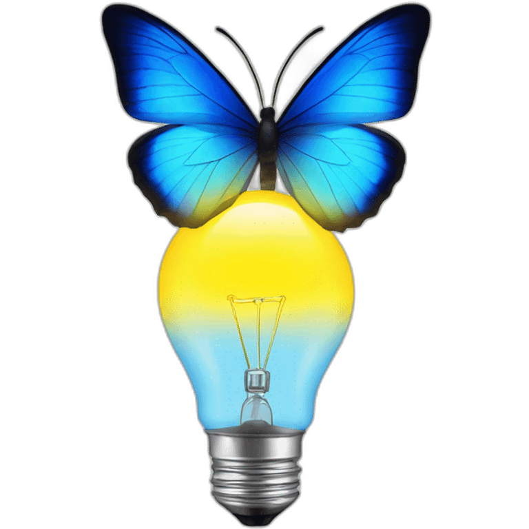 blue butterfly and yellow light bulb emoji