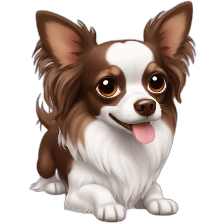 Chocolate long haired chihuahua with white chest emoji