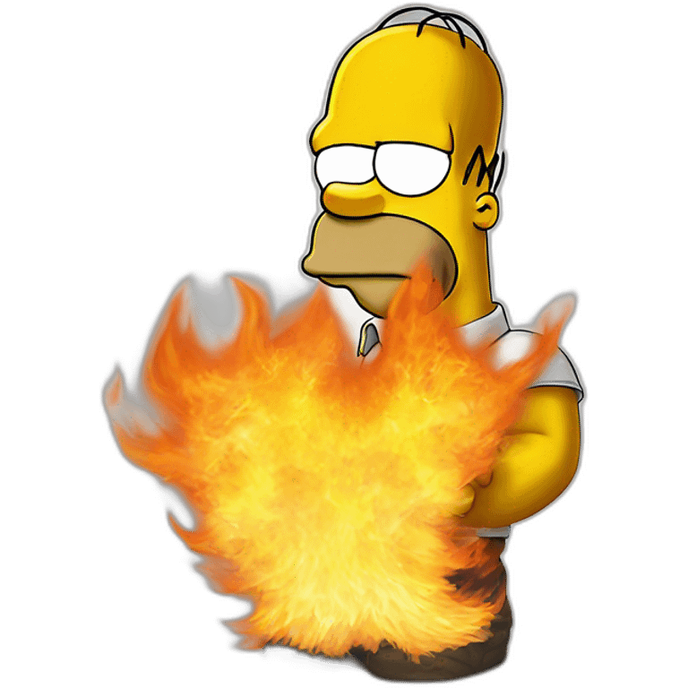 Homer Simpson in fire emoji