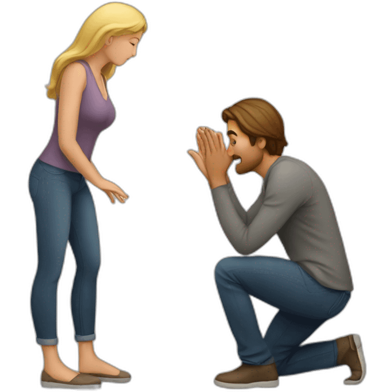 Man on knees facing woman emoji