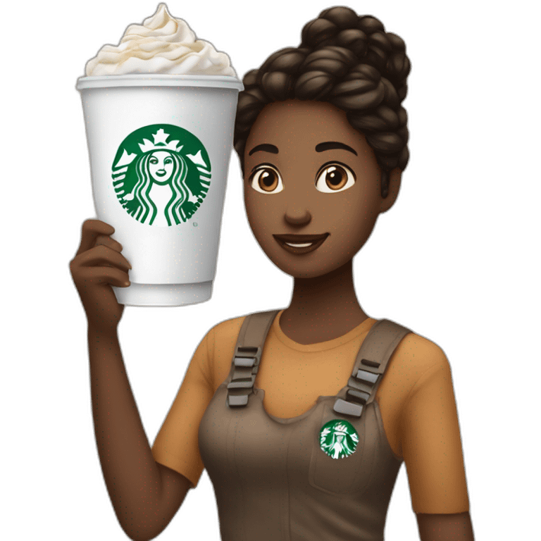 Girl holding Starbucks coffee  emoji