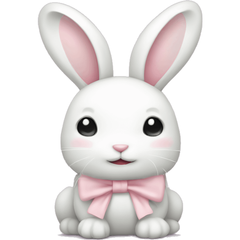 white bunny with pastel pink bow emoji