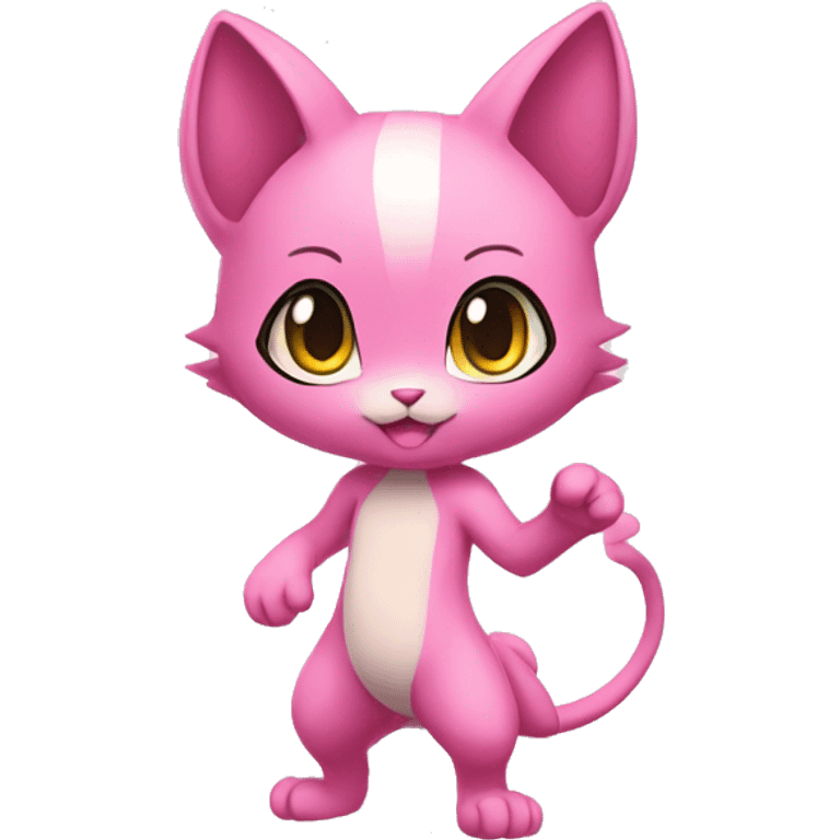 Pink Chibi Anthro Mew-Pokémon full body emoji