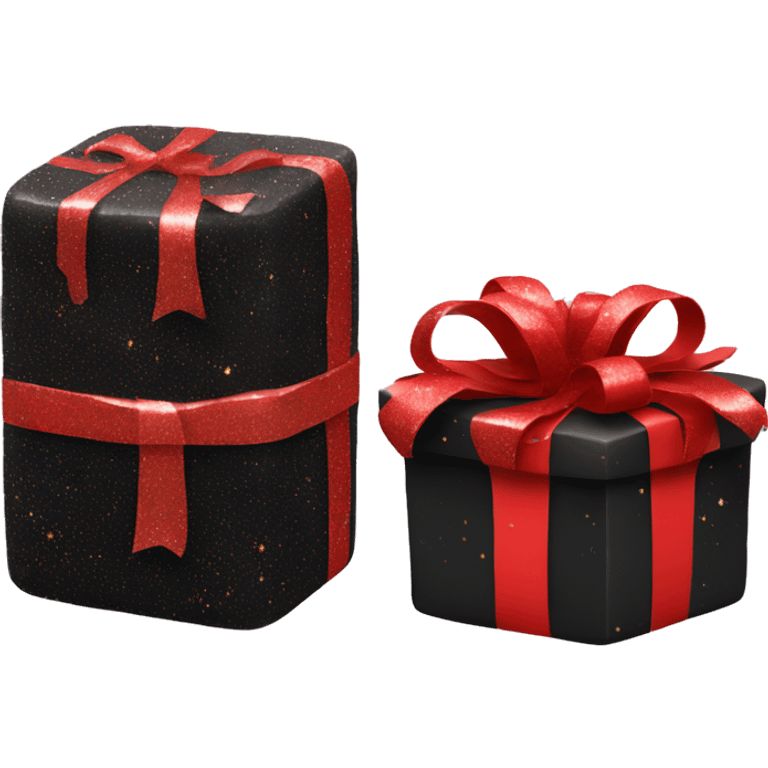 black and red presents with glitter emoji