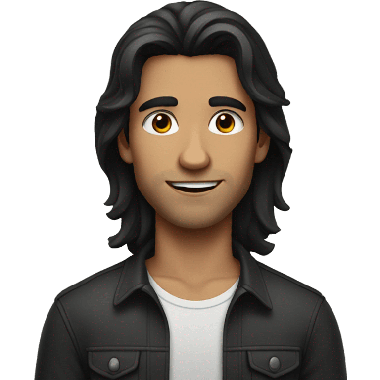 young dark-haired man with long hair emoji