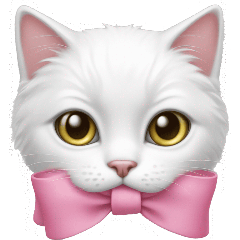 White cat with pink bow emoji