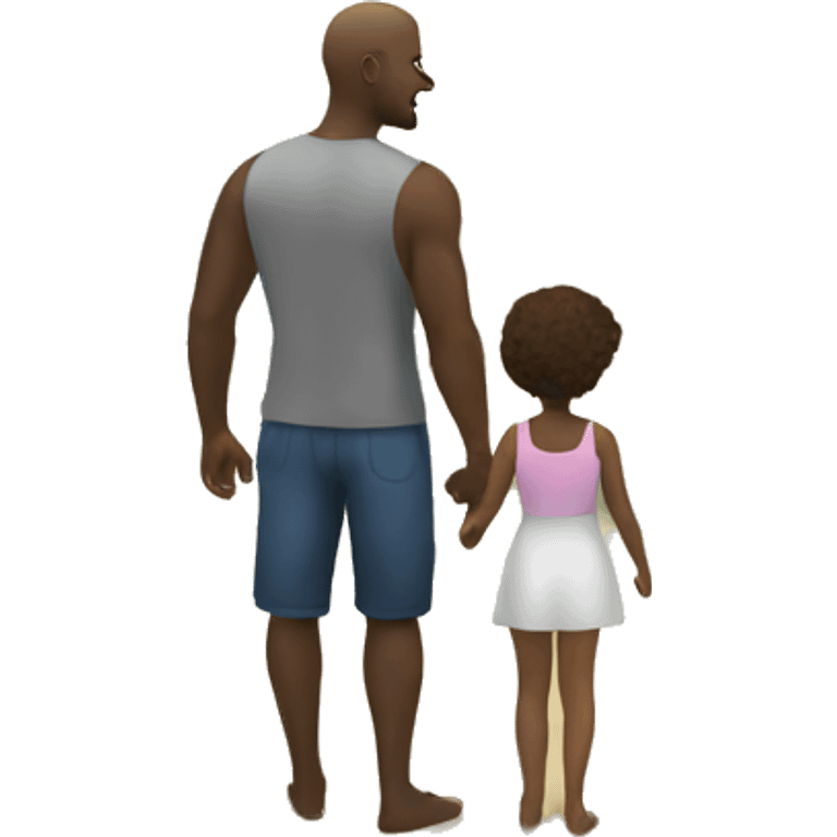 White father and daughter 3 yo by the ocean emoji