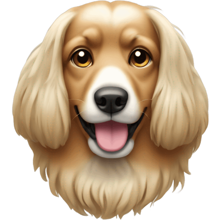 Long haired dog in stacked position emoji