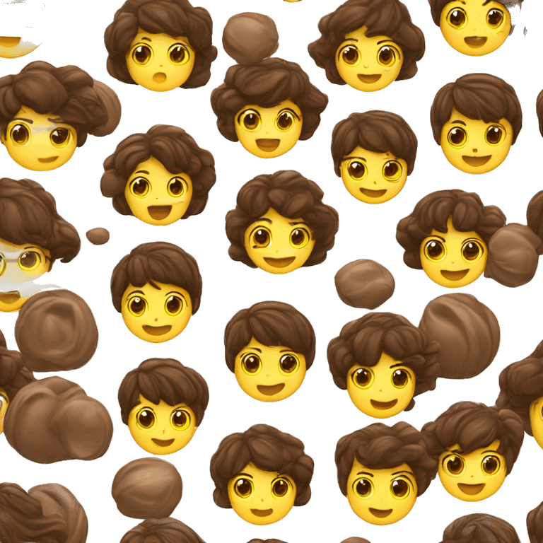 emoji de joven de cabello chocolate, ojos negros y ropa amarilla con un pc muy feliz emoji