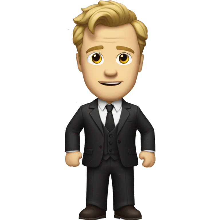 Barney Stinson, with a short face and dark blond hair sticking up at the front, in a cream-black suit emoji