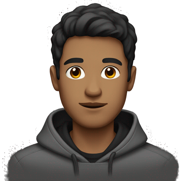 Guy with dark hair and black hoodie emoji