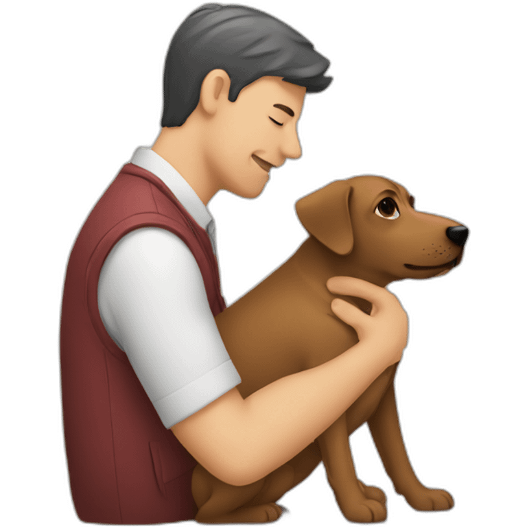 man kissing dog emoji