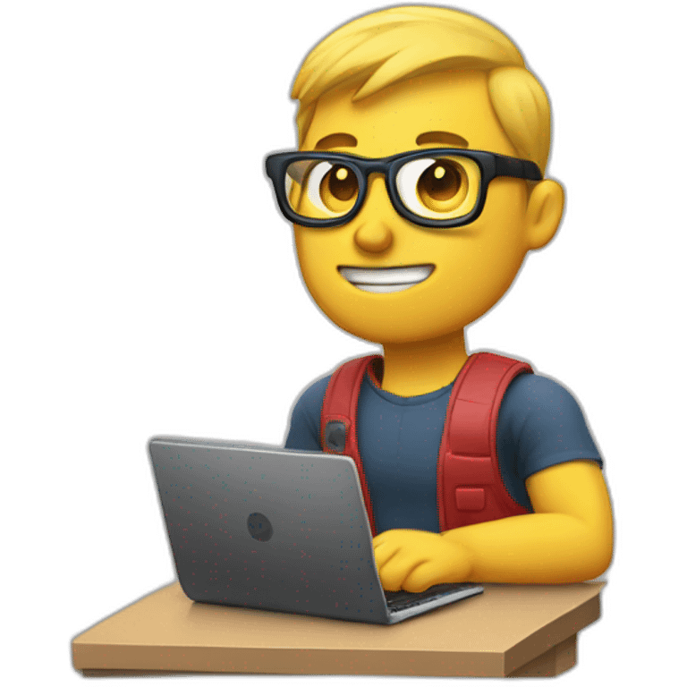 muscular nerd on computer coding  emoji