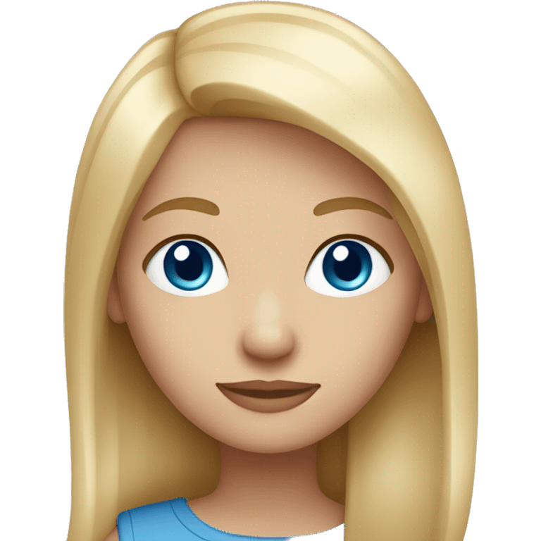 Blonde girl, with blue eyes and straight hair  emoji