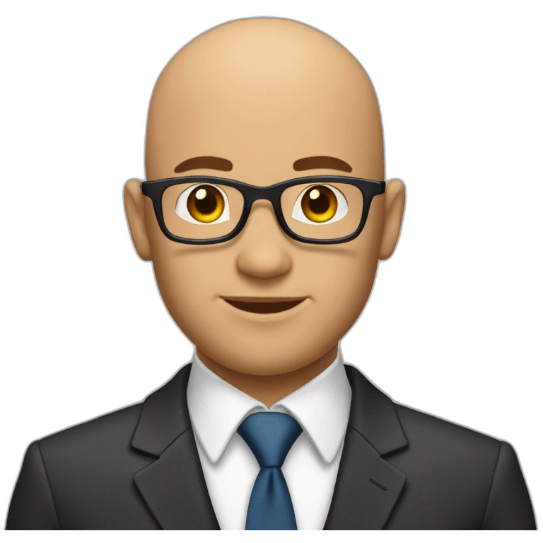 handsome bald man in a business suit with stubble emoji