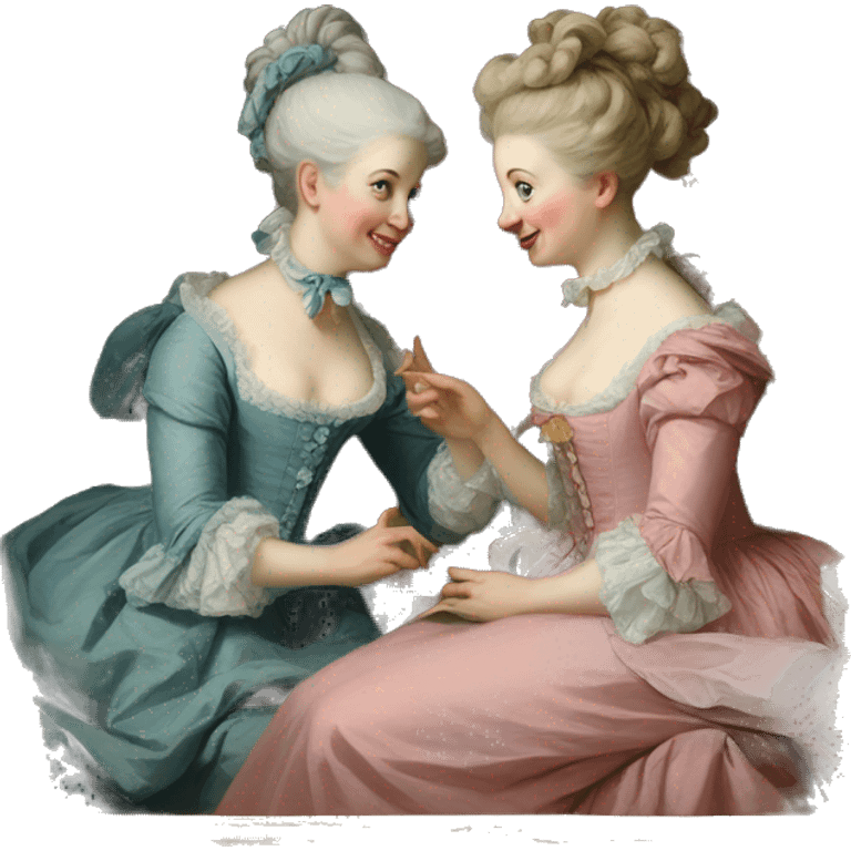 Painting of two rococo women chatting emoji