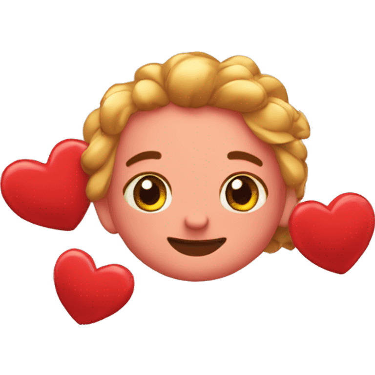 Emoji enamorado con corazónes en el hojo emoji