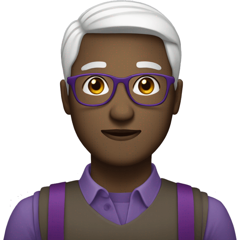 avatar with purpel colors for a man waring glasses, white hair emoji