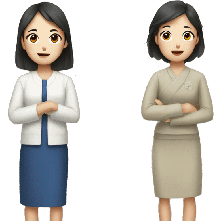 two korean women near a door emoji